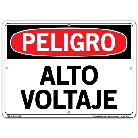 Vestil Aluminum Sign, 10-1/2" Height, 14-1/2" Width, Aluminum, Rectangle, Spanish SI-D-24-C-AL-080-S